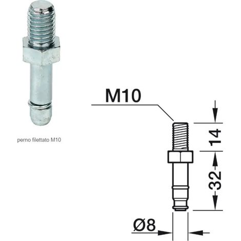 FILETTATO M10X14 661.34.994 CON PERNO AD INNESTO PER BIRUOTA D.40-50 NORMALE O FRENATA