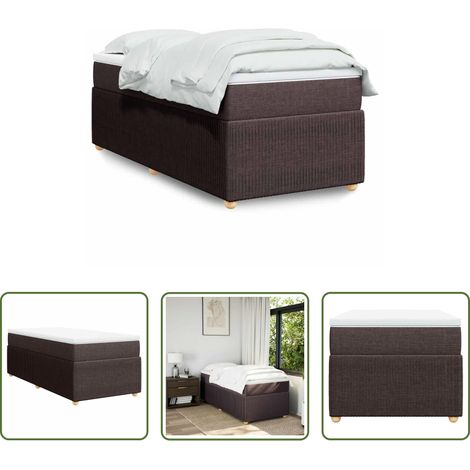 vidaXL Surmatelas - Sommier à lattes de lit avec matelas Marron foncé 80x200 cm (1/5)