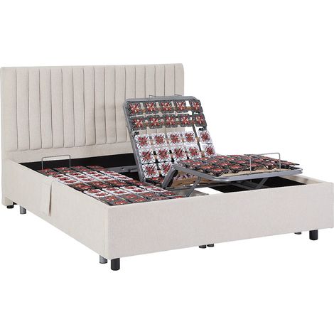 Sommier électrique de relaxation déco 2x48 plots - 2 x 70 x 190 cm - Tissu - Beige - NALU de DREAMEA