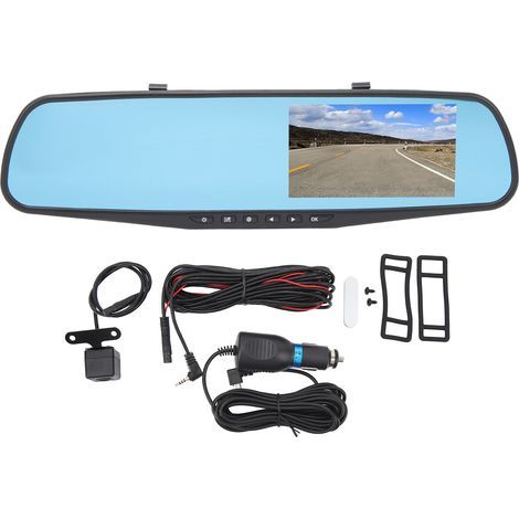 Caméra miroir 4,3 pouces HD 1080P Double Objectif Anti-éblouissement Surveillance Stationnement Rétroviseur Intelligent avec Carte Mémoire 32Go (1/5)