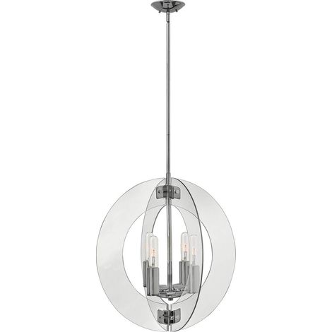Kronleuchter Pendellampe Hängeleuchte Chrom B 63 cm Esszimmerleuchte 4 Flammig (1/4)