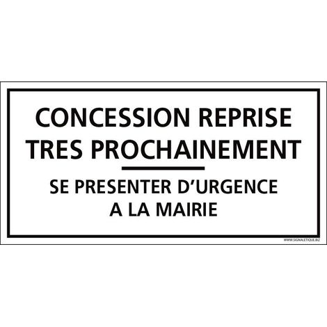 PLAQUE CONCESSION CIMETIÈRE (G1618). Plastique PVC 1,5 mm .  - Plastique PVC 1,5 mm