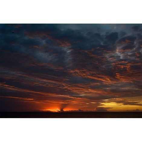 Papier peint panoramique paysage bleu et orange Tapisserie panoramique ciel pour salon Papier peint panoramique coucher de soleil (1/2)