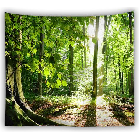 Lntyq Tapisserie Murale 200 x 150cm Décorative Forêt, Paysage Naturel pour Chambre Salon Dortoir