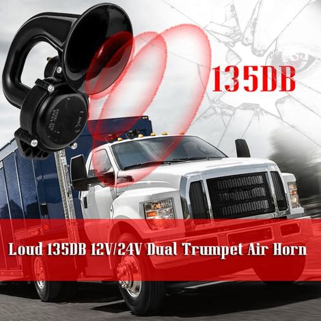 Klaxon Voiture Klaxon à Air Klaxon Camion 12/24V Puissant 130db Corne Klaxon Compact Air Horn pour Camion Moto Véhicule Train Bateau (1/4)