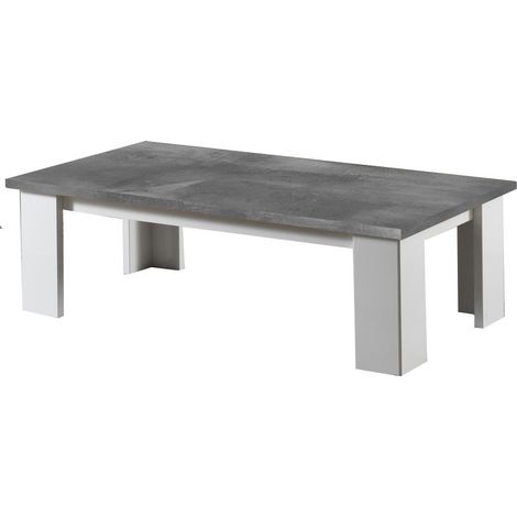 Table basse rectangulaire gris béton et blanc brillant Sting 120cm (1/3)