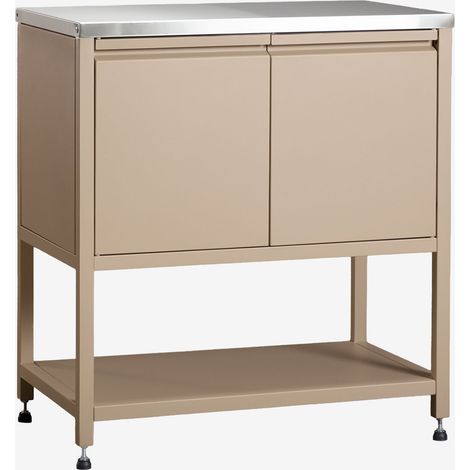 Module de rangement pour cuisine modulaire d'extérieur en acier Savona SKLUM Tapioca Beige (1/5)