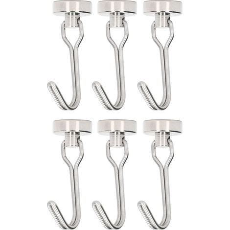 Lot de 6 crochets magnétiques pour balançoire, petits crochets stables et légers, support 0 à 5 kg, nickel, pour rangement et installation (1/5)