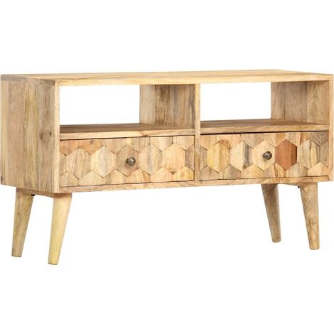 vidaXL Meuble TV 90x30x50 cm Bois de manguier solide (1/5)
