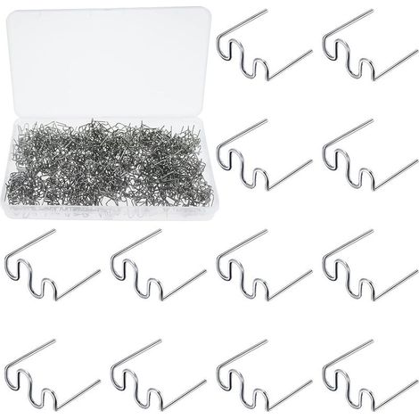 500 grapas metálicas termofusibles, grapas de soldadura de plástico estilo onda de 0,8 mm para reparación de parachoques de automóviles, soldadura de carrocería, con caja. (1/5)