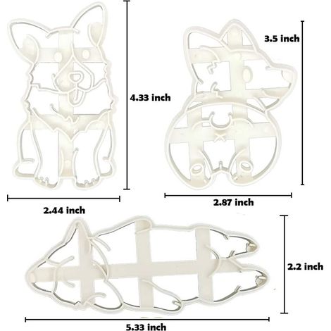 3-teiliges Set niedlicher Corgi-Keksformen, lustige Hunde-förmige Ausstechformen aus Kunststoff, Backwerkzeug für Kinder, DIY-Formen (1/4)