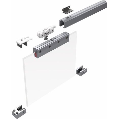 Système coulissant 73 80kg 2500mm EV1 anodisé.GLT 8/10mm complète.