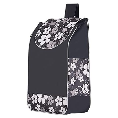 [JAMAIS UTILISÉ]Sac de rangement de rechange en tissu Oxford imperméable pour chariot de courses (fleur noire) (1/5)