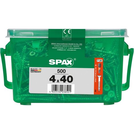 SPAX Universalschraube, 4 x 40 mm, 500 Stück, Teilgewinde, Senkkopf, T-STAR plus T20, 4CUT, WIROX - 4191010400409 (1/3)