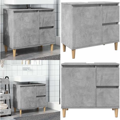 vidaXL Armoire d'évier gris béton 65x33x60 cm bois d'ingénierie
