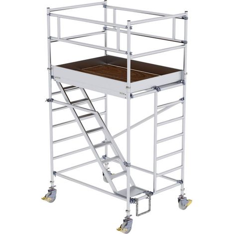 Günzburger Steigtechnik Echafaudage roulant 1,35 x 1,8 m avec marches inclinées Hauteur de plate-forme 2,35 m - 167100 (1/2)