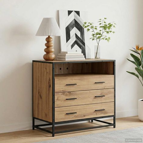 vidaXL Armoire à tiroirs 3-Tiroir Chêne artisanal 70 x 41 x 70 cm (1/5)
