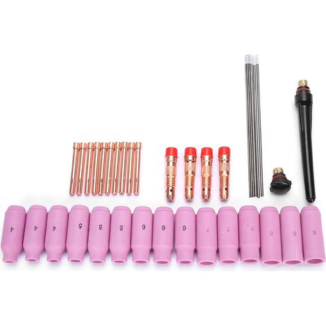 37 pièces Kit de soudure TIG, pièces d'usure torche avec lentille à gaz pour WP-17/WP-18/WP-26F/SR-17/SR-26 (1/5)