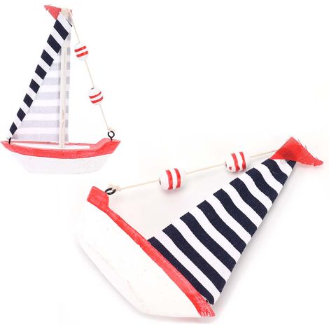 Mini voilier décoratif en bois, modèle de bateau à voile pour ornement de bureau et décoration intérieure (1/5)