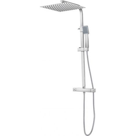 Colonne de douche chromée – Système de douche thermostatique 38°C avec pomme de pluie 30 cm et douchette – Hauteur réglable 82-110 cm – Pour salle de bain, hôtel et spa (1/5)