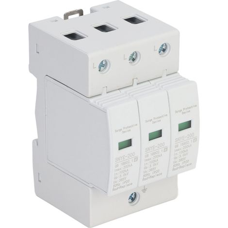 Parafoudre PC Coque Visuelle Fenêtre Isolée Borne Enfichable Protection AC 200kA 3P 385V Blanc (1/5)