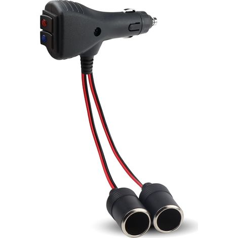 1 à 2 Prise Allume Cigare 12v Double avec Interrupteur Y Splitter Câble Mâle vers Femelle Adaptateur Répartiteur pour Voiture Moto Bateau Camion (1/5)