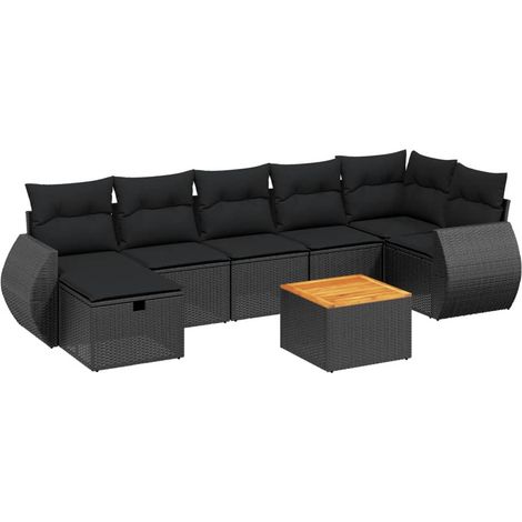 Set Divani da Giardino con Cuscini 8 pz Nero in Polyrattan vidaXL (1/4)