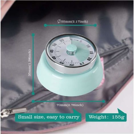 Minuteur de cuisine mécanique tournant 360 degrés aimant pour réfrigérateur design rétro vert (78 x 38 cm) (1/4)
