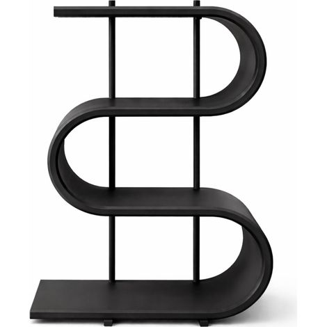 Estante de escritorio negro, organizador decorativo, ondulado, moderno