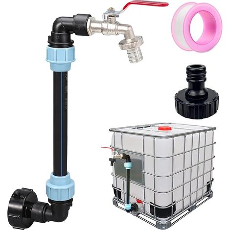 IBC Robinet à col de cygne 3/4" S60 x 6 Adaptateur pour remplissage pratique de l'arrosoir, accessoire pour réservoir d'eau de pluie, baril (1/5)