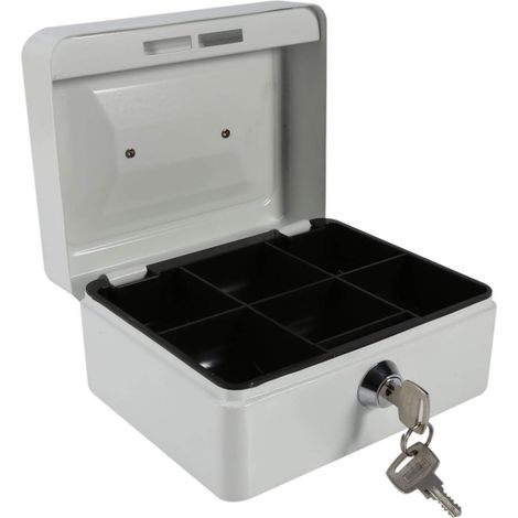 Boîte de sécurité, Tirelire, Coffre-Fort en Acier verrouillable pour pièces de Monnaie, Caisse avec Plateau à Monnaie, Convient pour la Maison, Le Bureau (5,9 x 4,72 x 2,95 Pouces)(Blanche) (1/5)