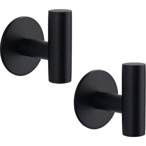 Hochwertige, selbstklebende Wandhaken für Bad, Dusche, Handtücher, Edelstahl, Schwarz, 2er-Set