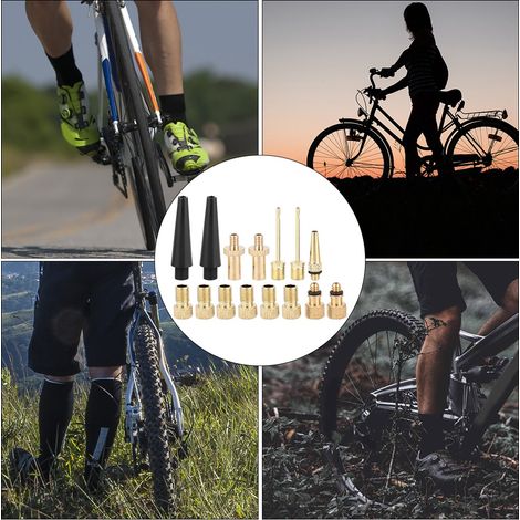 15 pièces Adaptateurs de Valve Vélo en Cuivre, Kit de Conversion pour Pompe à Air DV SV AV