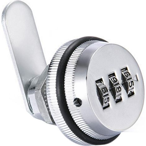 Serrure à came à 3 chiffres, boîte aux lettres, serrure à came en alliage de zinc pour porte, tiroir, serrure rotative à 3 chiffres pour armoire (blanc argenté) (1/5)