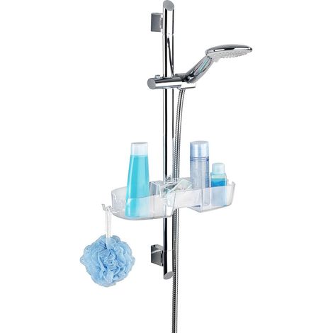 Etagère de douche 3 paniers et 2 crochets sans perçage à fixer sur barre (1/5)