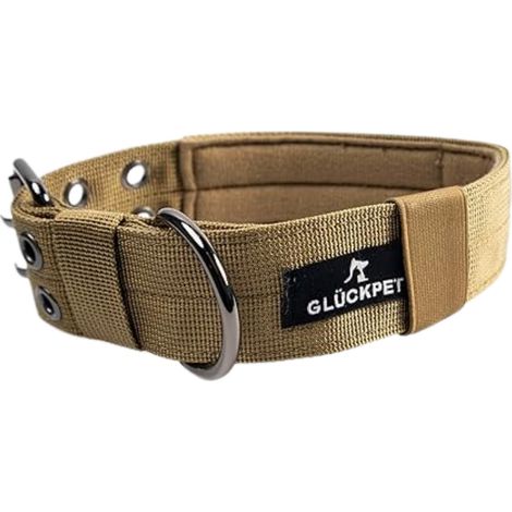 Hundehalsband mit Klettverschluss und D-Ring, Größe M (35–45 cm), Glückpet
