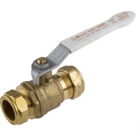Robinet à boisseau sphérique haute pression, 22mm en Laiton Poignée Blanc 2 voies ( Prix pour 1 )
