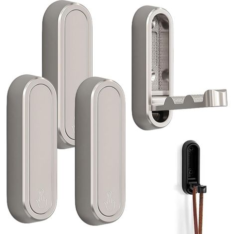 4 Pièces Crochets Muraux Pliables, Crochet Mural en Aluminium, Crochet Pliant 90 Degrés, Crochets pour Manteaux Invisibles pour Bureau Cuisine Chambre Salle de Bain Cuisine (Argent) (1/5)