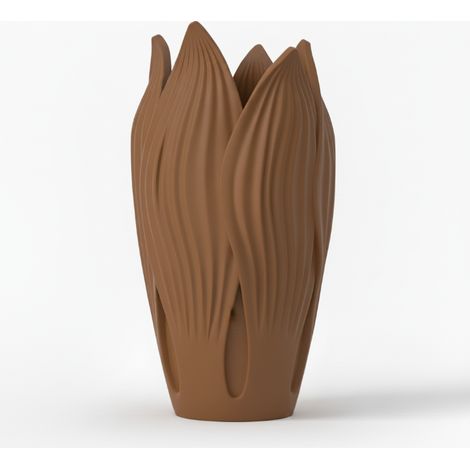 Vaso decorativo marrone a forma di foglia per fiori, design moderno