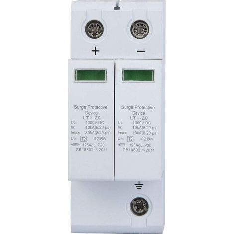 ,Parafoudre DC, 1000V Surge Protector Ménage Parafoudre photovoltaïque Dispositif de Protection contre les Surtensions (2P 40KA) (1/5)
