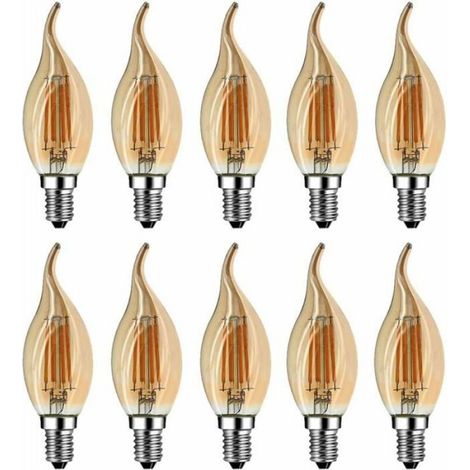 Ampoule Flamme LED - E14 - 4 W - Blanc Chaud 2700 K - Équivalent 40 W - 360° - Lot de 10 (1/4)