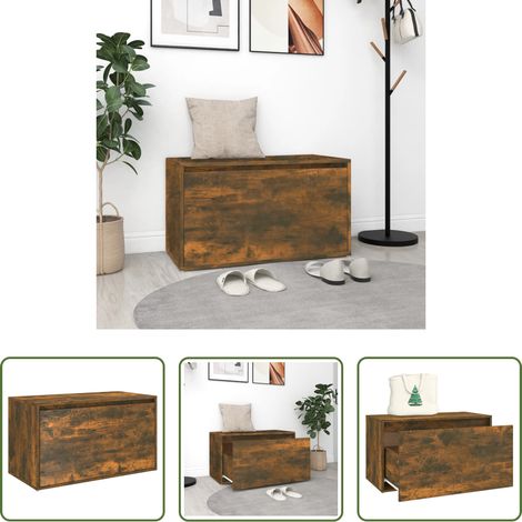 vidaXL Flurbank Räuchereiche - Flurbank 80x40x45 cm Räuchereiche Holzwerkstoff (1/5)