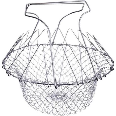 Friteuse panier,Panier de Chef en Acier Inoxydable, Vapeur de Rinçage Crépine Panier de Chef pour Frites Légumes Salades