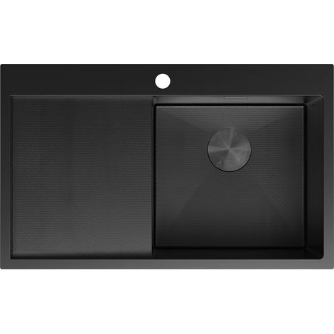 Mexen Exar Edelstahlspüle 1-Becken mit Ablage rechts 780 x 480 mm, schwarz HC - 6434781010P-70HC