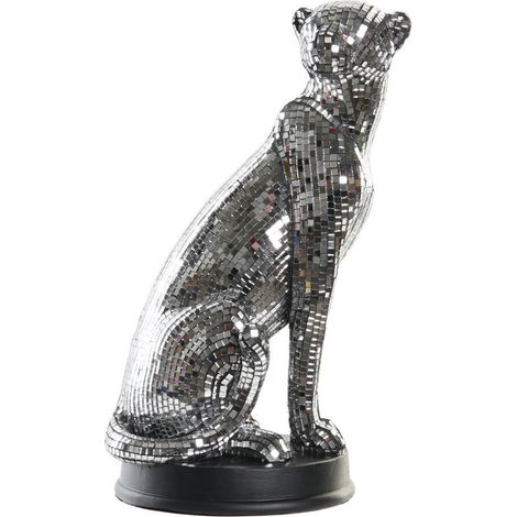 Figure Résine 19,5X16X31,5 Léopard Miroir Argenté (1/3)