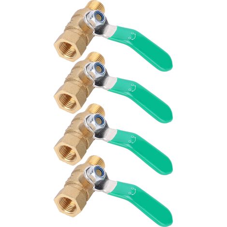 4 Stück Messing-Kugelhähne G1/4 Zoll, 1 Innengewinde, 1 Außengewinde, Abfluss-Absperrventil, Sanitärarmatur (1/5)