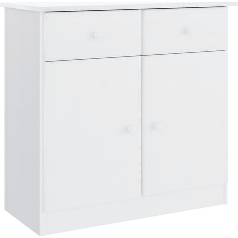 Credenza buffet cassettiera mobile contenitore organizer cucina soggiorno salotto ALTA 77 x 35 x 73 cm legno massello di pino bianco 020029680