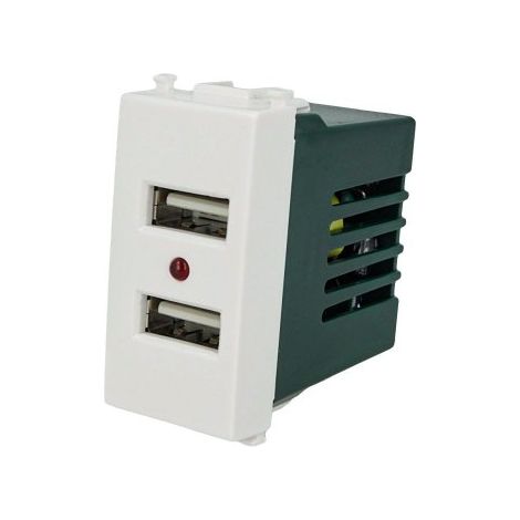 Modulo Caricatore 2 Porte USB 2,1A Bianco Compatibile Vimar Plana (1/3)