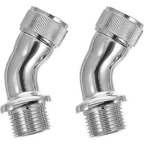 Adaptateur coudé de douche à 45° - Laiton poli, conversion de douchette à pommeau fixe, installation facile, lot de 2 (1/2)