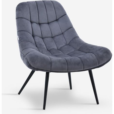 Wohnzimmer Sessel in modernem Stil mit breitem, gepolstertem Samtsitz - Ohio - Dunkel Grau